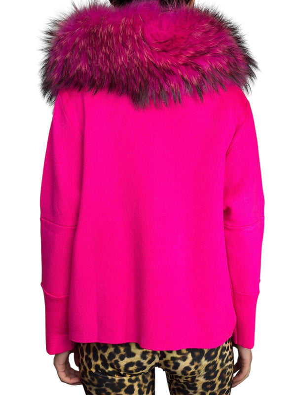 Sweater Fucsia Cuello Piel de Zorro