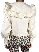 Blusa Cuello Vuelos Beige