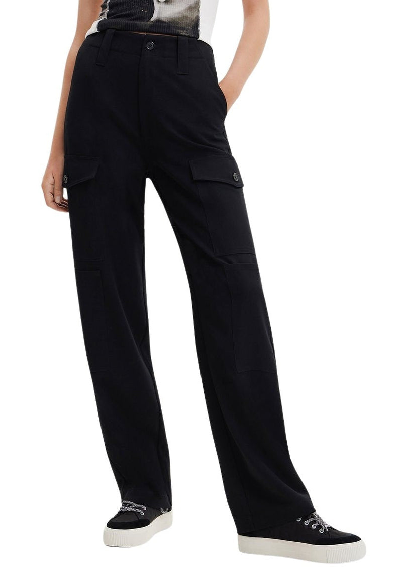 Pantalón Desigual Cargo Básico Negro - Calce Regular