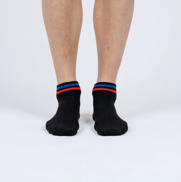Calcetines Negro Tricolor Corto