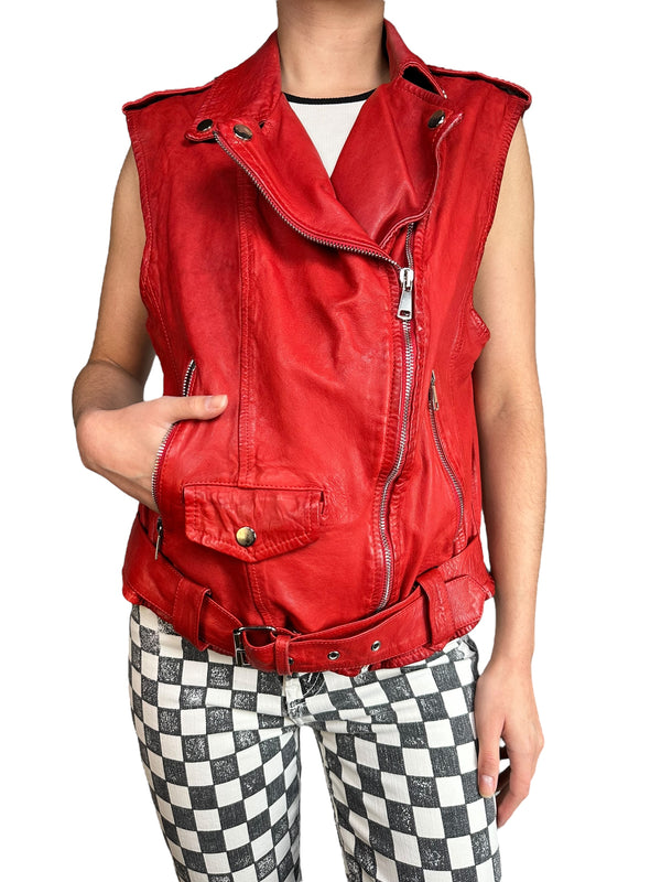 Chaqueta Cuero Sin Mangas