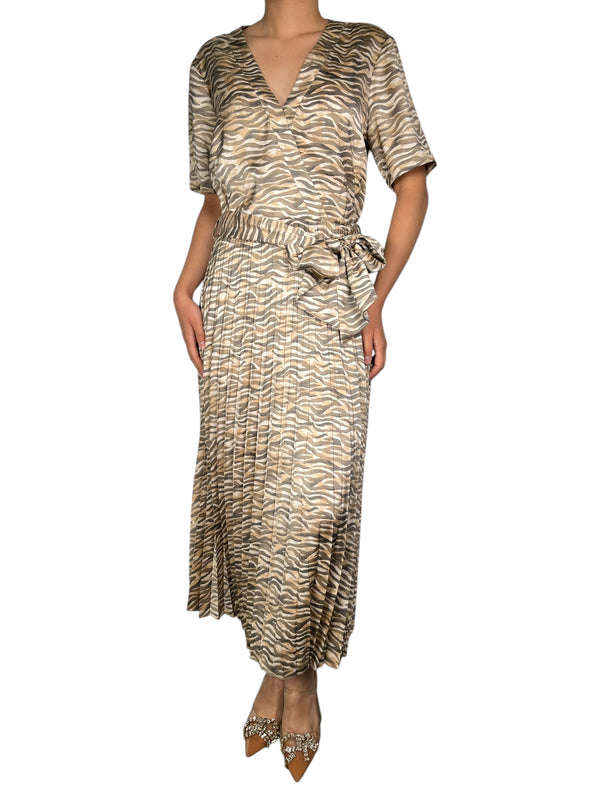 Vestido Animal Print Plisado
