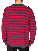 Cardigan rayado placket contrastado