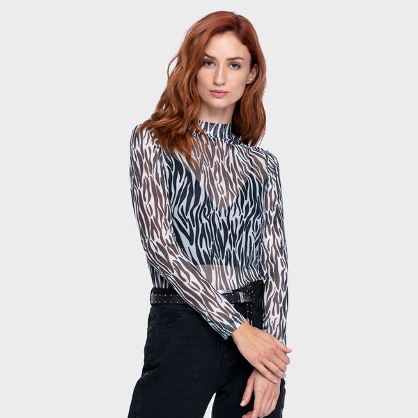 Polera Kenya Blanco Negro