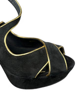 Tacones Alto Borde Dorado