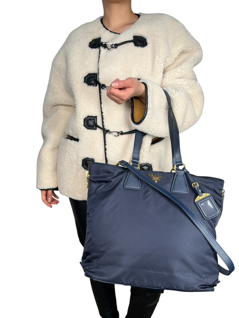 Cartera Azul Marino Tessuto