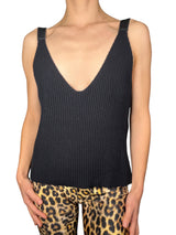 Polera Tejida Aplicación Cuero