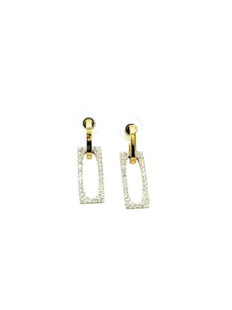 Set Collar y Aros Dorados con Brillos