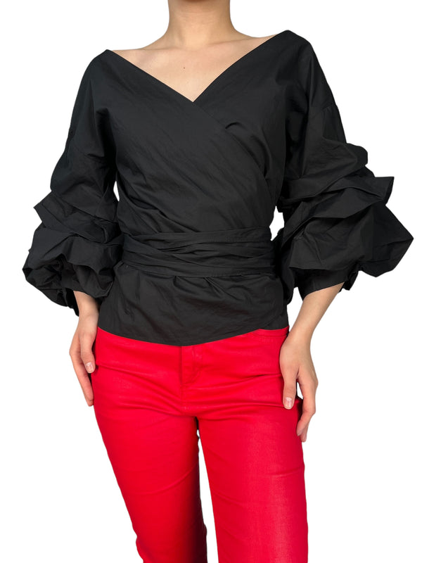 Blusa Wrap Mangas Globo
