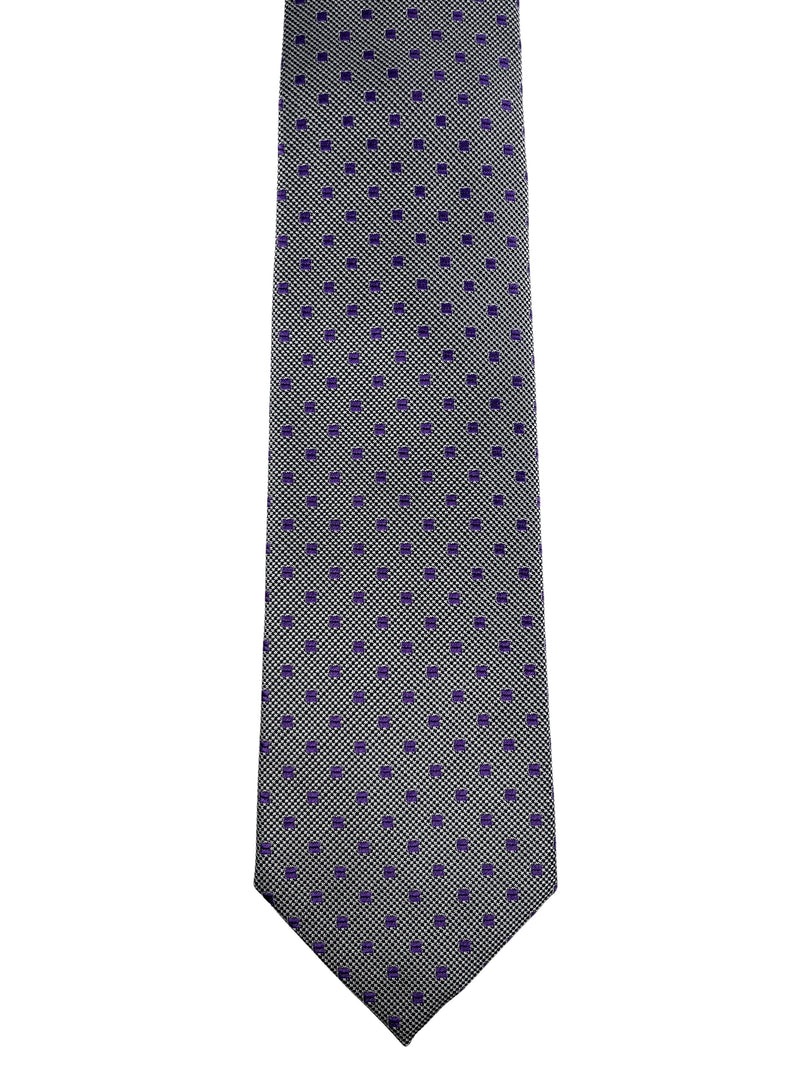Corbata Gris Detalles Morados