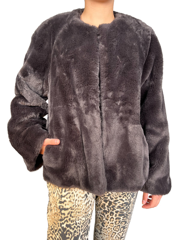 Chaqueta Plomo Piel Sintética