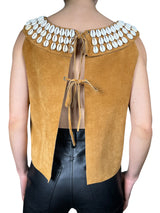Chaqueta Sin Mangas Cuero y Conchitas