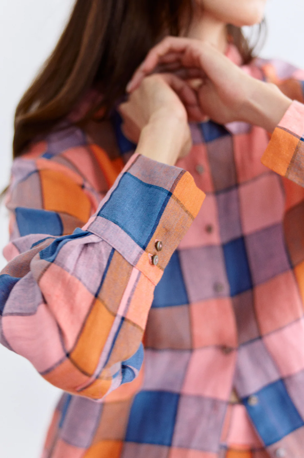 Blusa Cuadros Lino