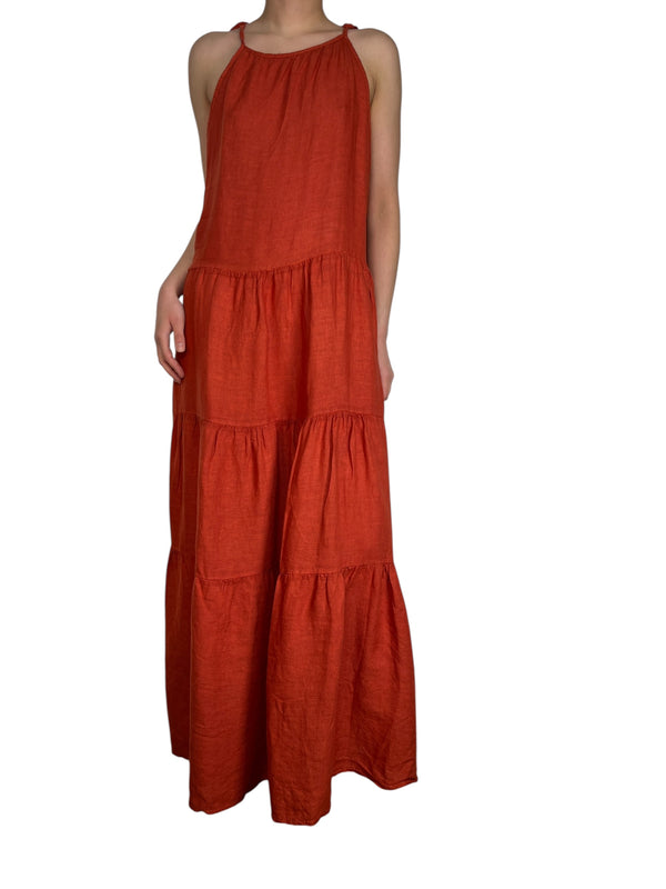 Vestido Terracota Lino