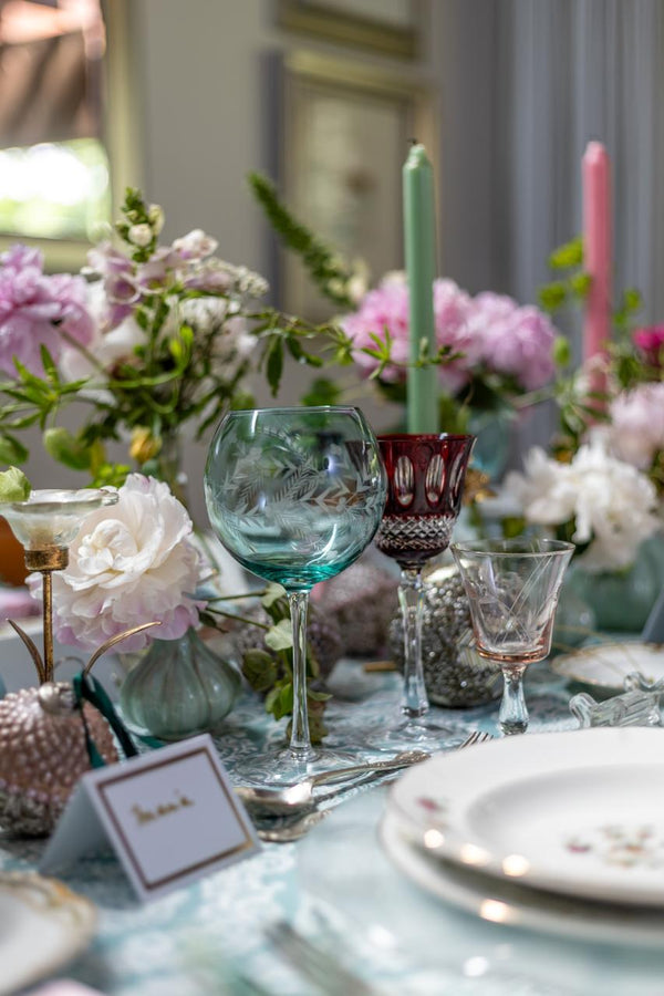 Set 4 Copas Cristal Turqueza Holandesas