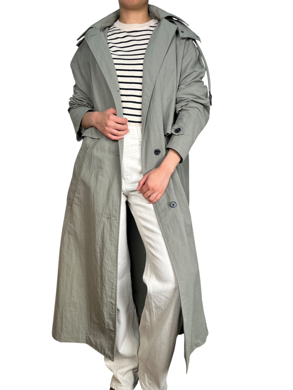 Trench Verde Capucha Desmontable