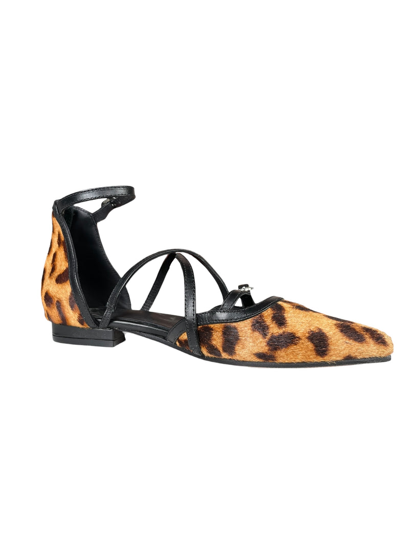 Flats Cuero Leopardo