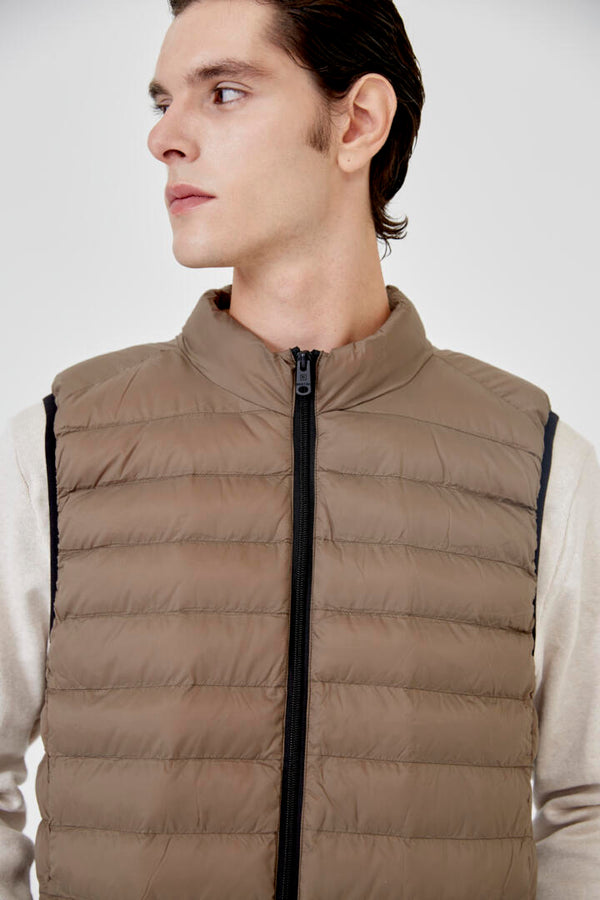 Parka Beige Sin Manga Sin Capucha Hombre - Sin Bateria