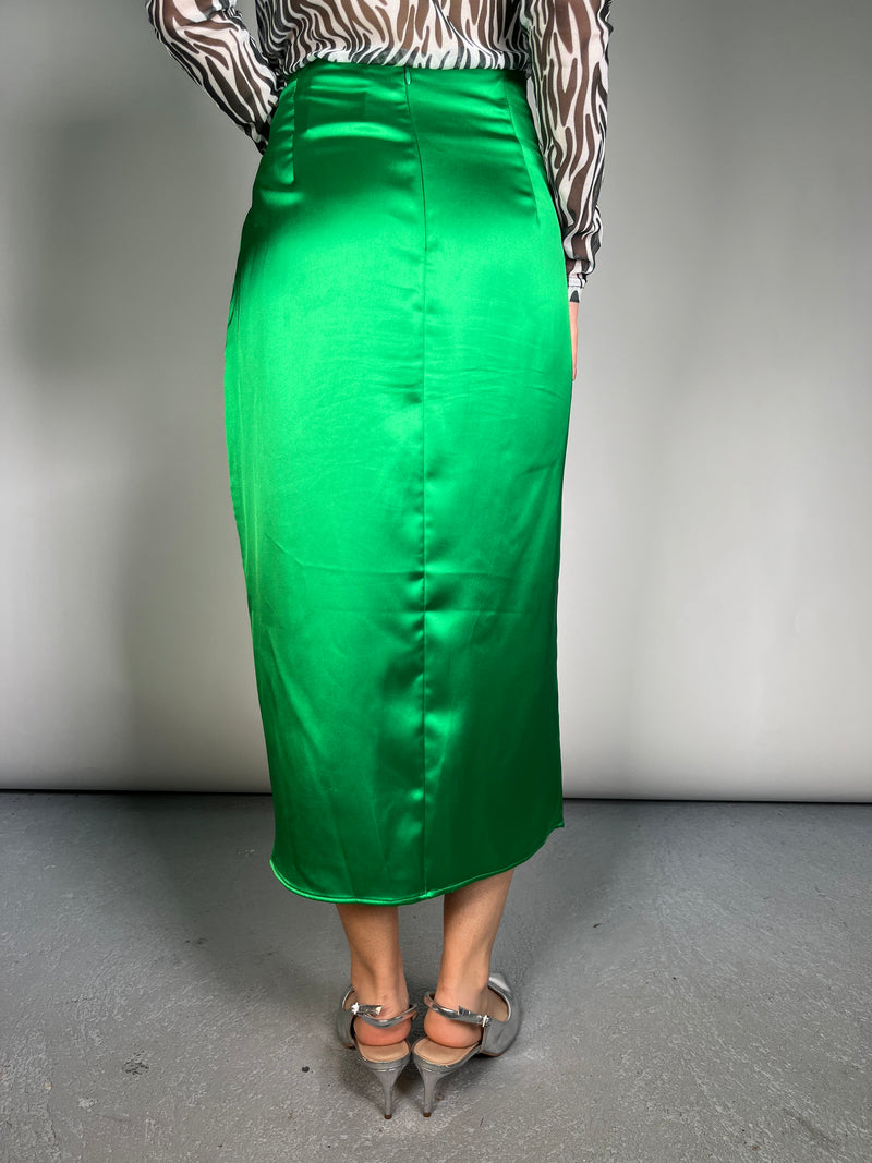 Falda Verde Satinado