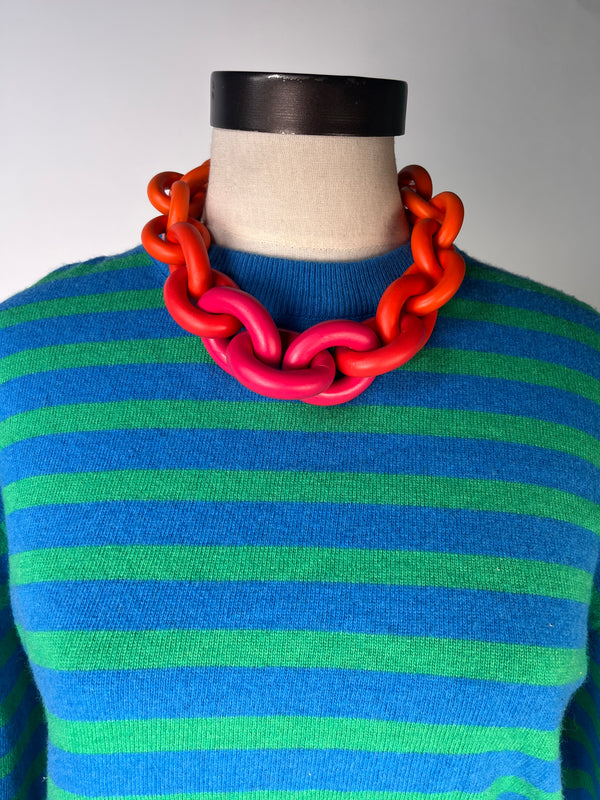 Collar Eslabón Degrade Rojo y Naranjo