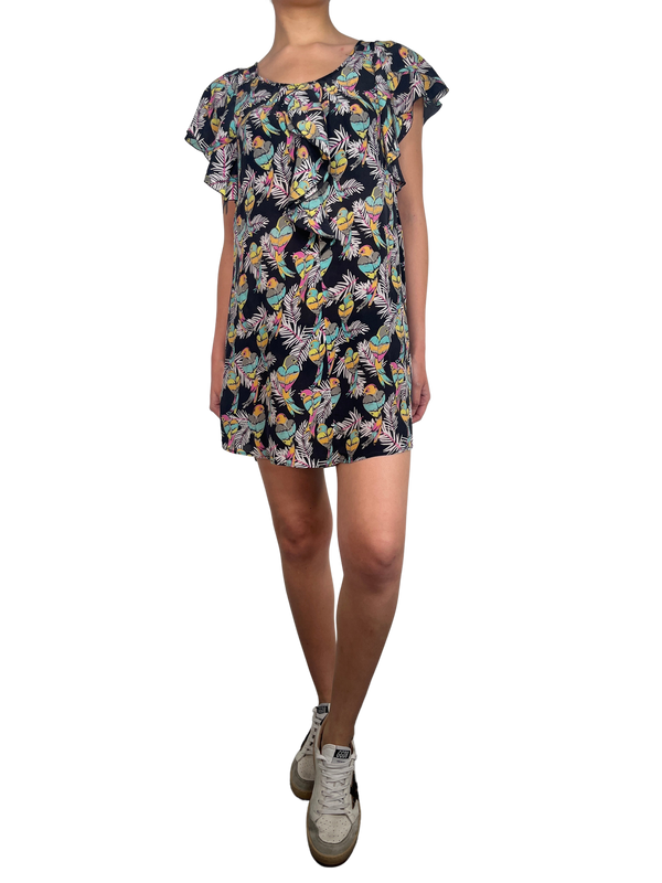 Vestido Mini Seda Pájaros
