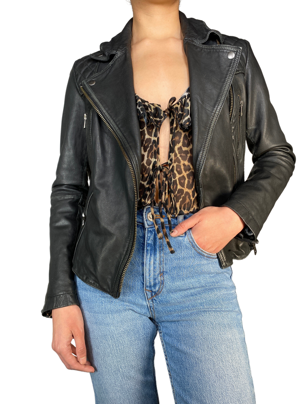 Chaqueta Cuero Negro