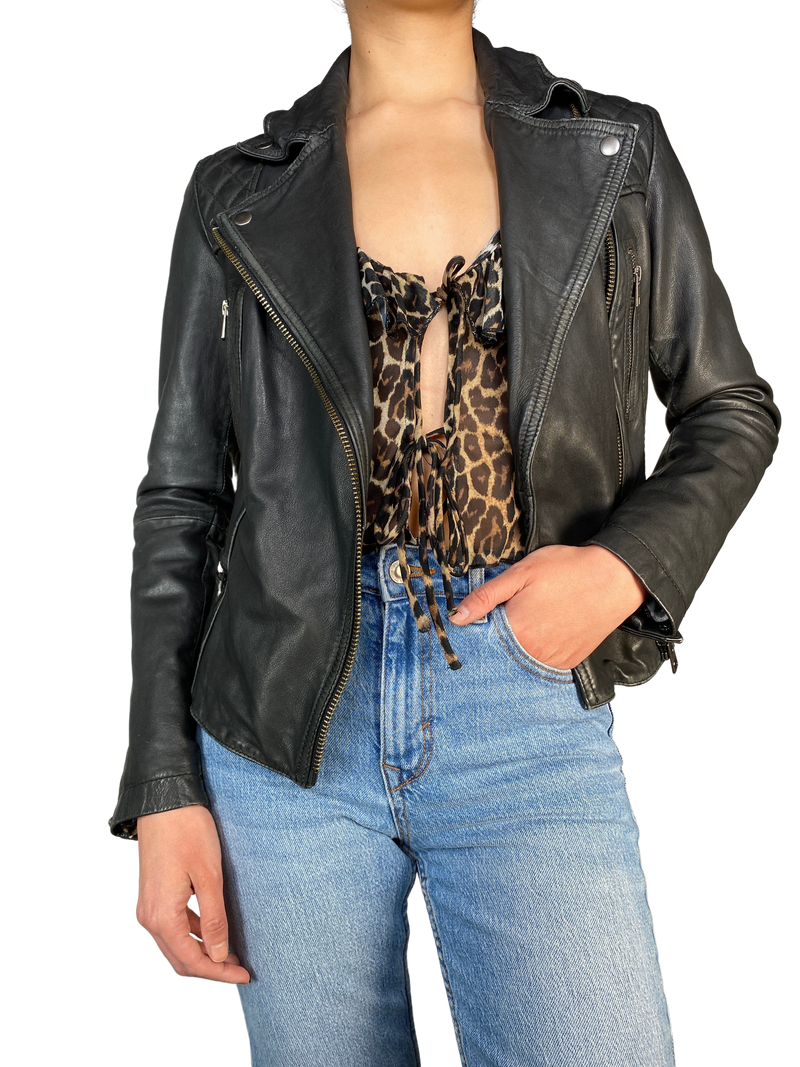Chaqueta Cuero Negro