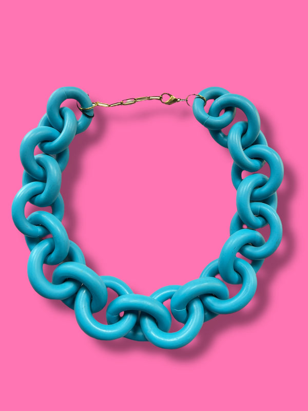 Collar Eslabón Celeste