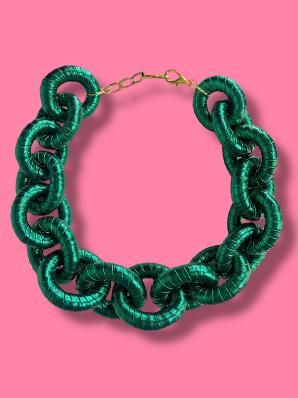 Collar Eslabón Verde Metallic
