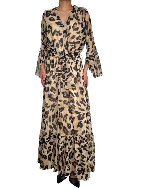 Vestido Fibras Metalizado Animal Print