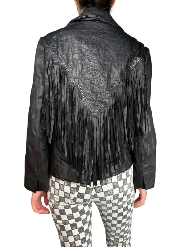 Chaqueta Fringes Cuero