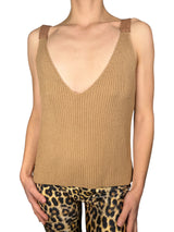 Polera Tejida Aplicación Cuero
