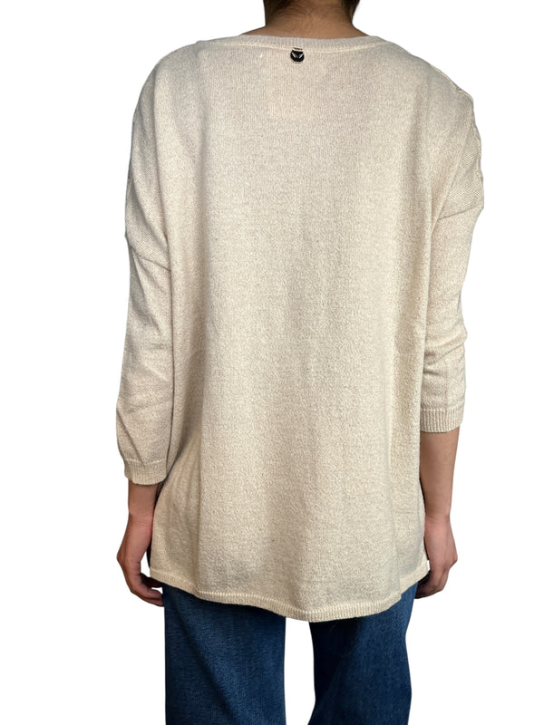 Sweater Beige Fibras Metalizadas