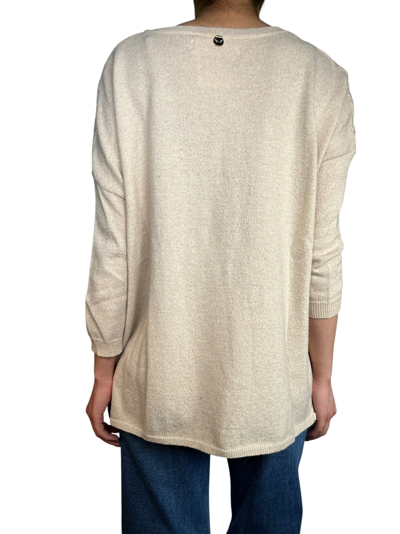 Sweater Beige Fibras Metalizadas