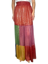 Falda Color Block Maxi Xadrez