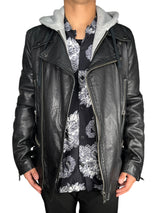 Chaqueta Cuero Capucha Desmontable
