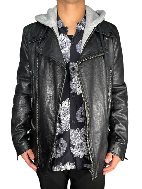 Chaqueta Cuero Capucha Desmontable