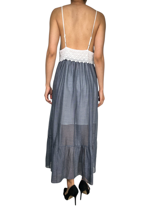 Vestido Rayas Vuelo Encaje