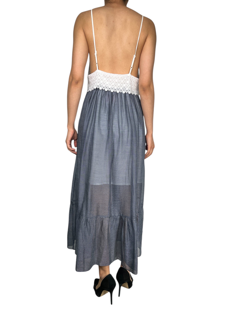 Vestido Rayas Vuelo Encaje