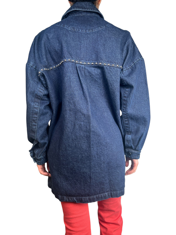 Chaqueta Denim Detalles Cuero