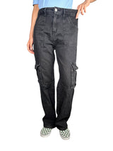 Jeans Cargo Negro Deslavado