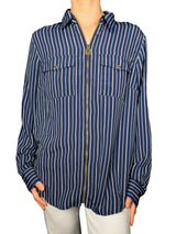 Blusa Front Zip Up Bengal Striped Utility Shirt