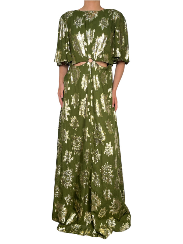 Vestido Viscosa Flores Metalizadas