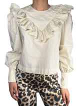 Blusa Cuello Vuelos Beige