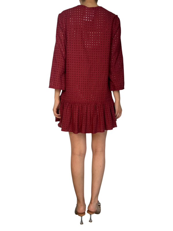 Vestido Bordado Burdeo