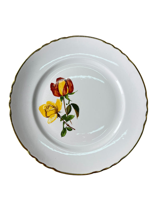 Plato Rosas Borde Dorado