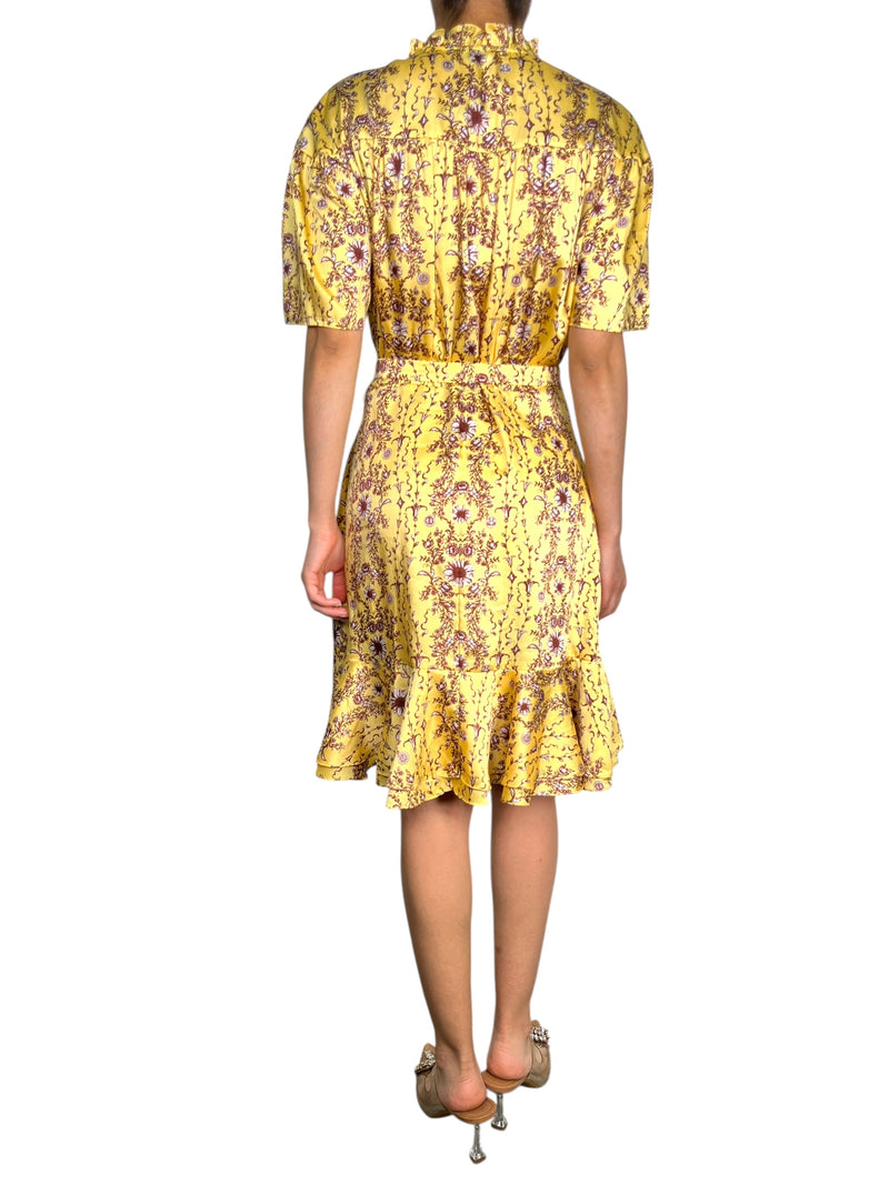 Vestido Flores Satinado