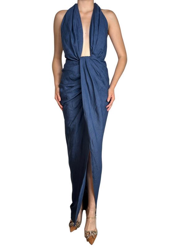  Athena Plunging Vestido Lino