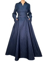 Vestido Abrigo Largo de Moiré Faja