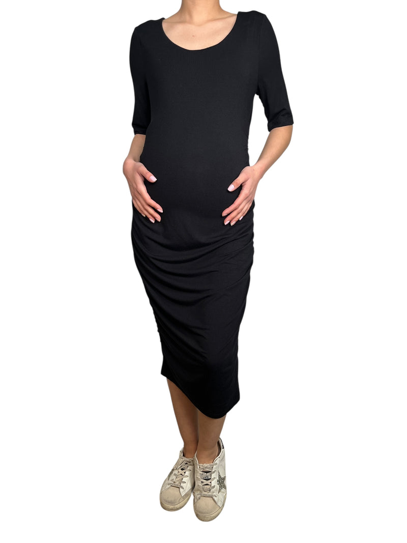 Vestido Midi Con Cuello Redondo